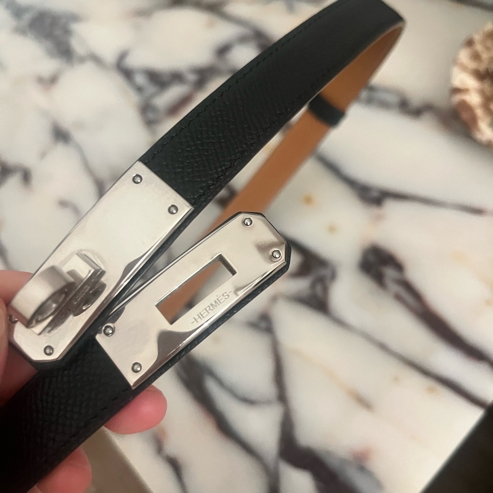 Hermes Kelly 18 belt, black and silver - Picture 2 of 3